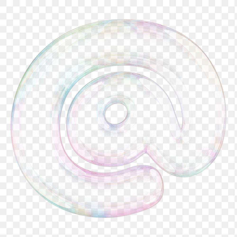 At sign png sticker, 3D transparent holographic bubble