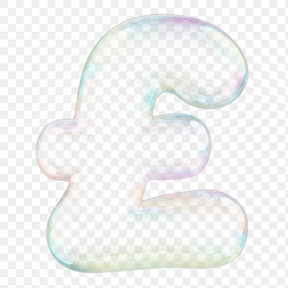 British pound sign png sticker, 3D transparent holographic bubble