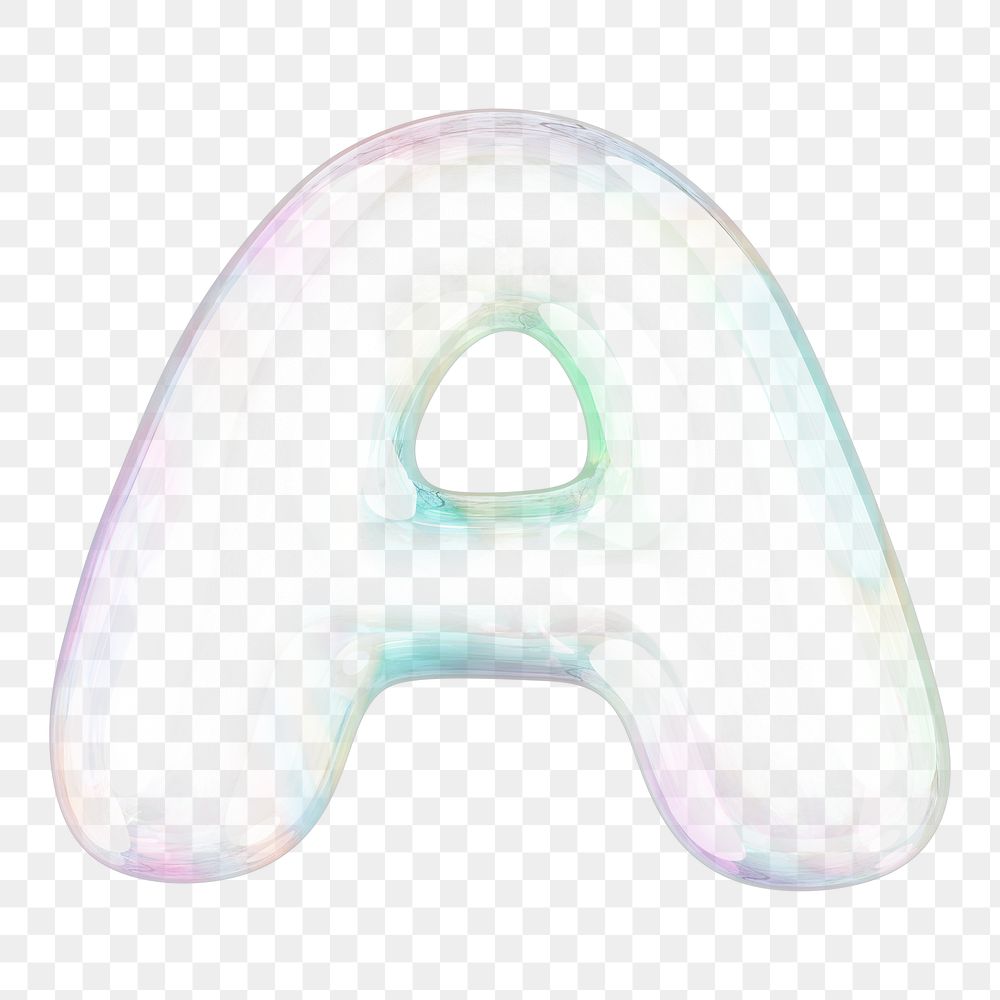 A png letter sticker, 3D transparent holographic bubble