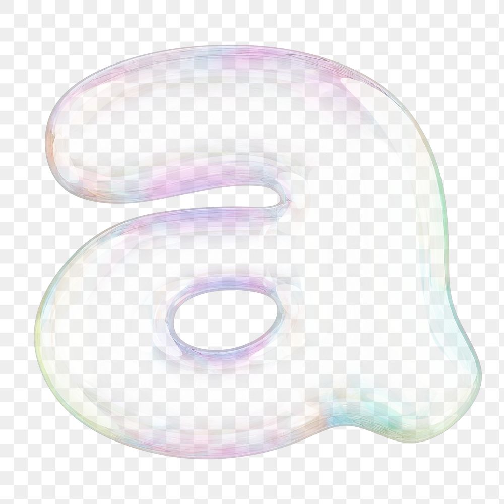 a png letter sticker, 3D transparent holographic bubble
