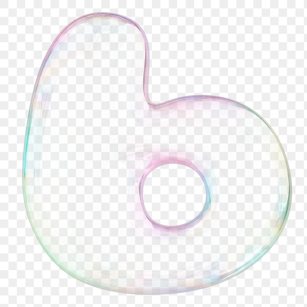 b png letter sticker, 3D transparent holographic bubble