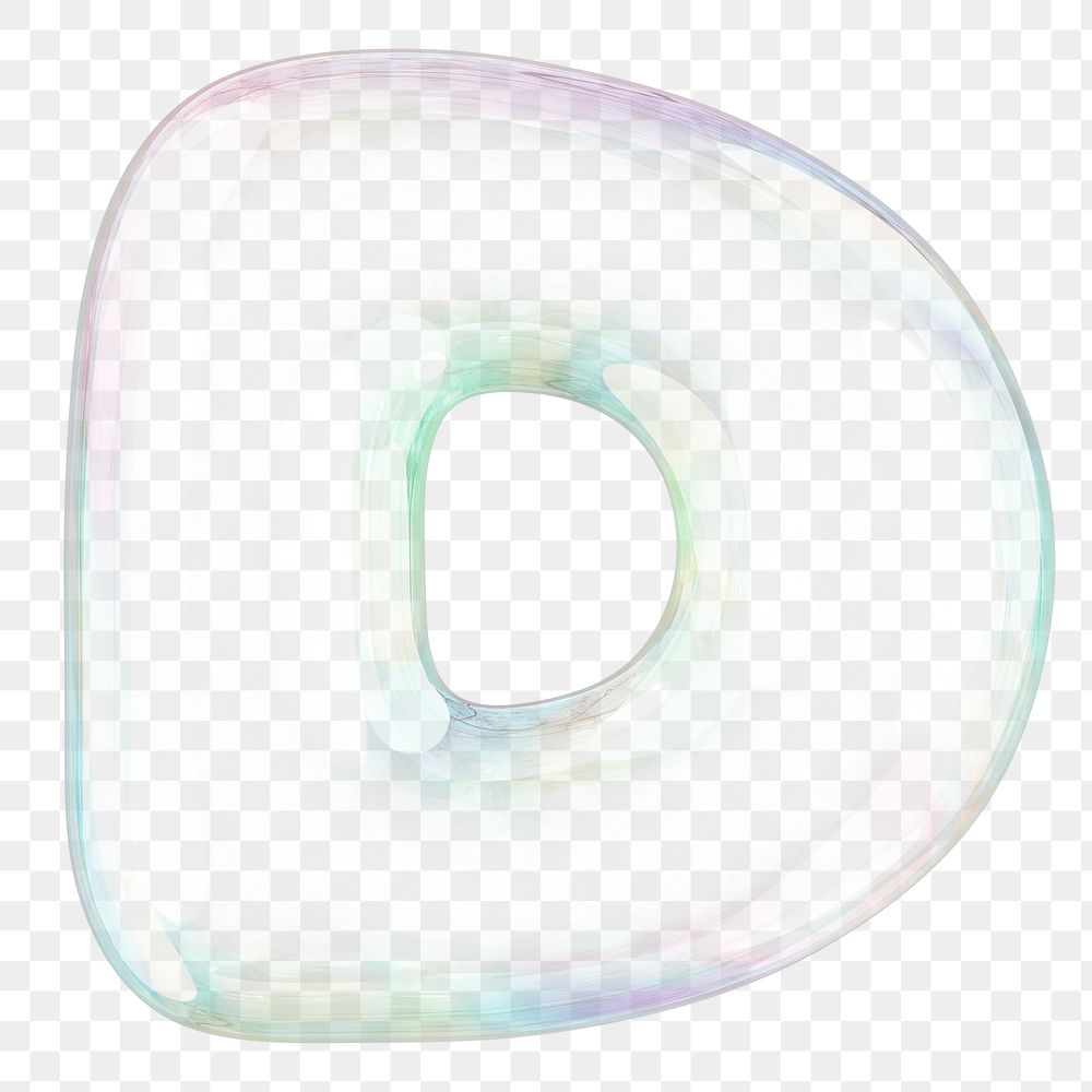 D png letter sticker, 3D transparent holographic bubble