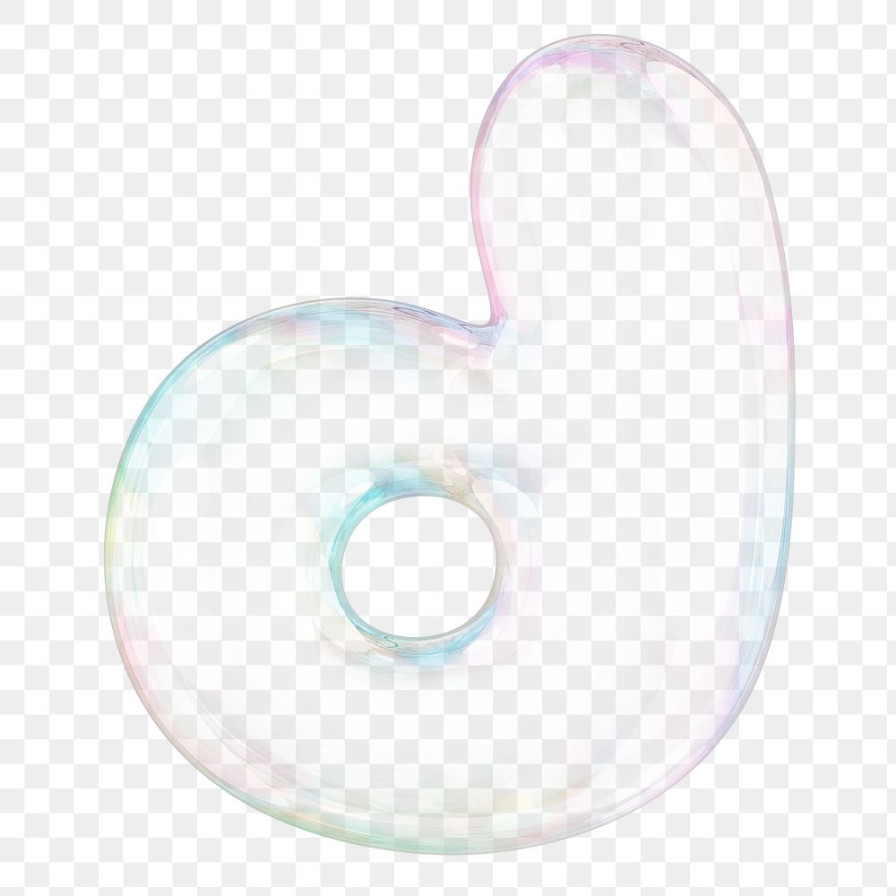 d png letter sticker, 3D transparent holographic bubble