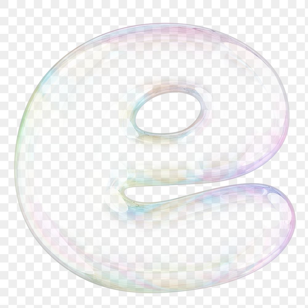 e png letter sticker, 3D transparent holographic bubble