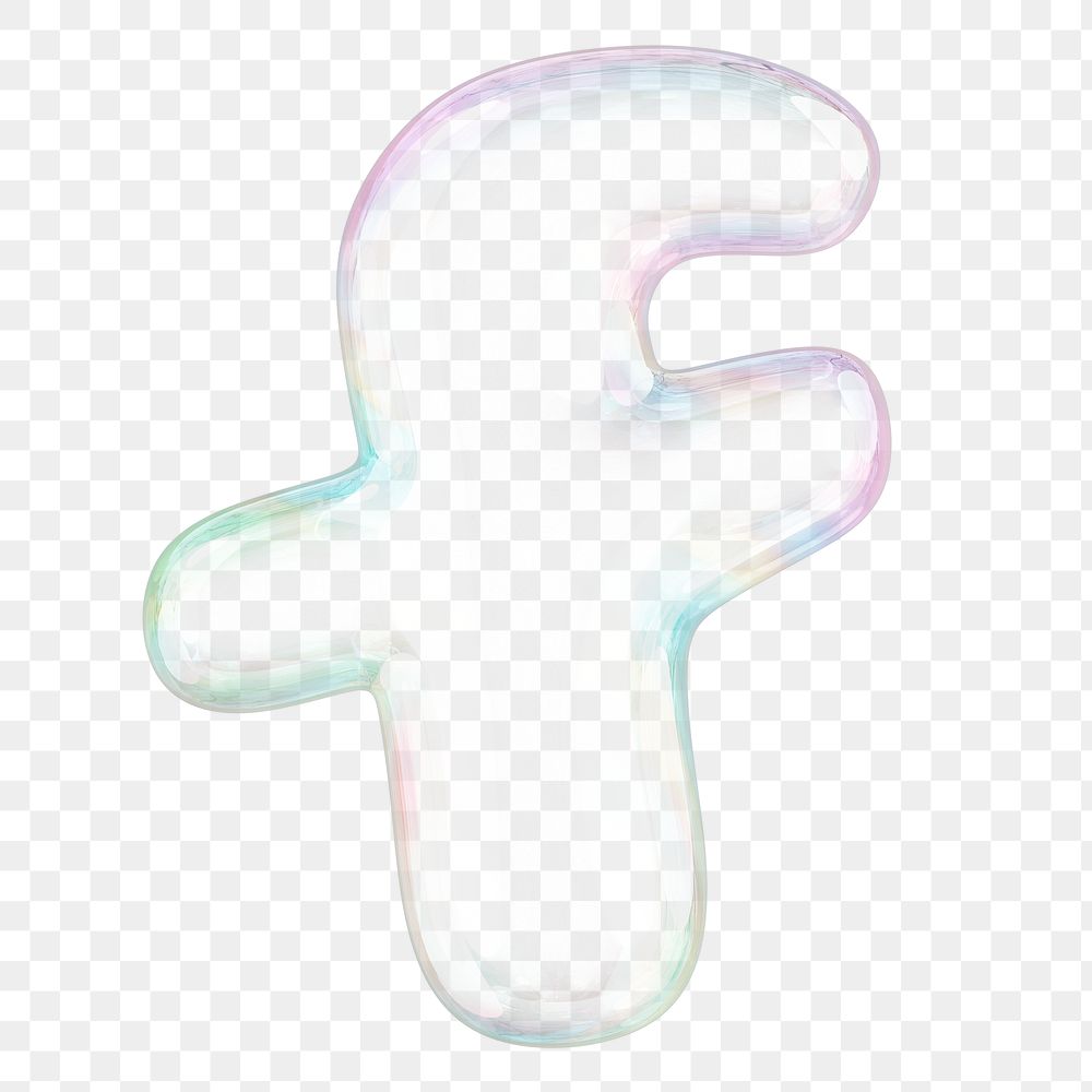 f png letter sticker, 3D transparent holographic bubble