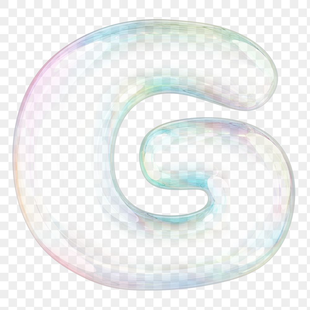 G png letter sticker, 3D transparent holographic bubble