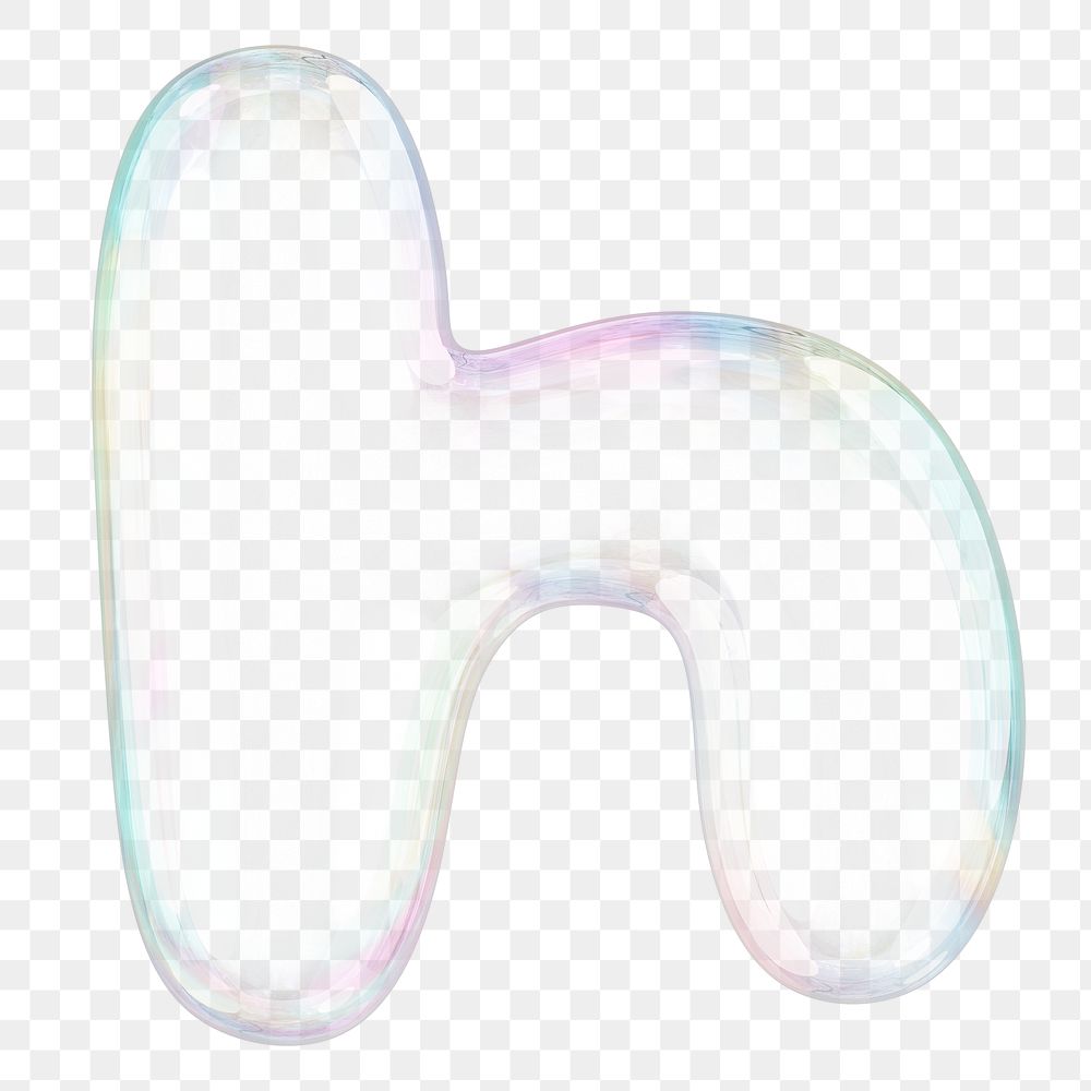 h png letter sticker, 3D transparent holographic bubble