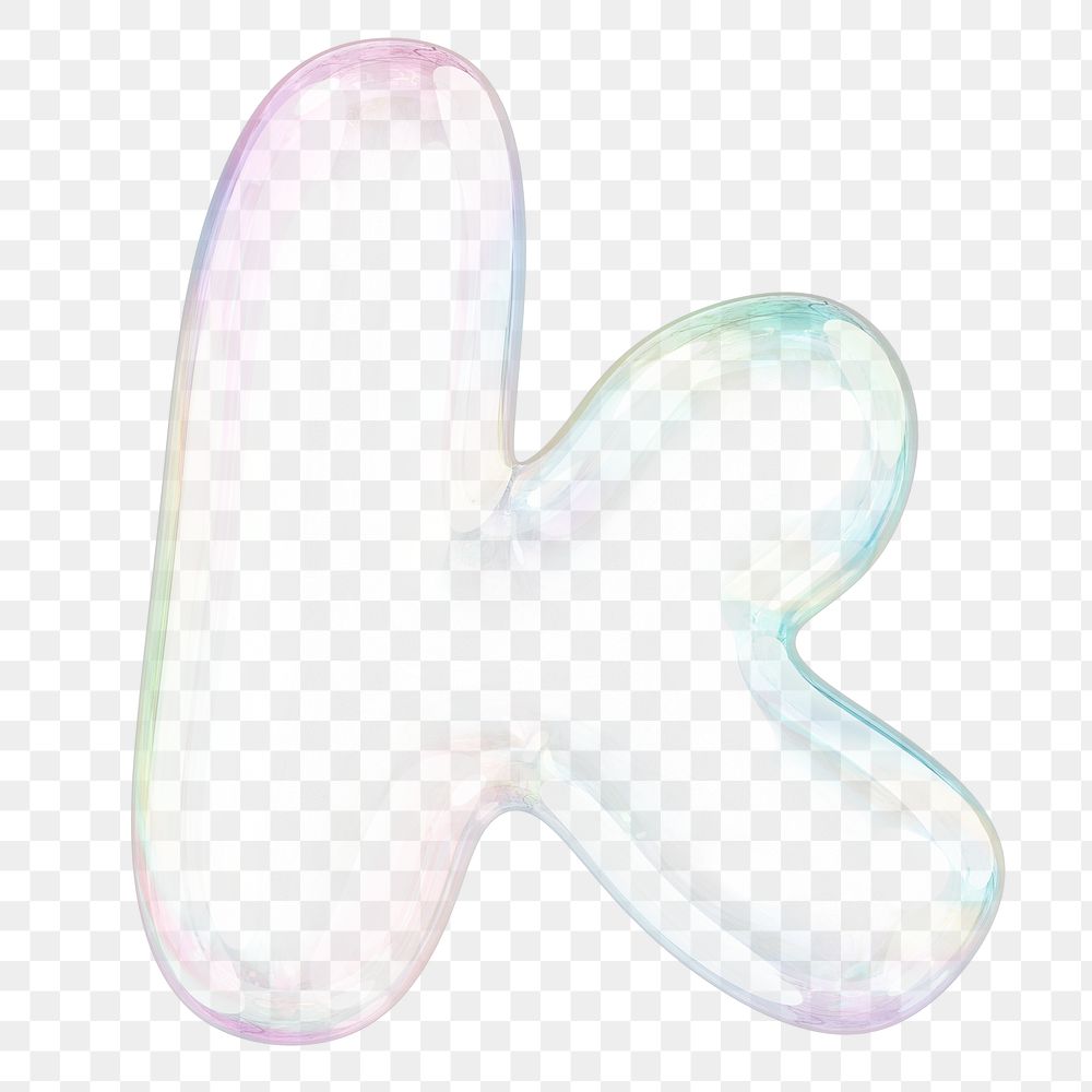 k png letter sticker, 3D transparent holographic bubble