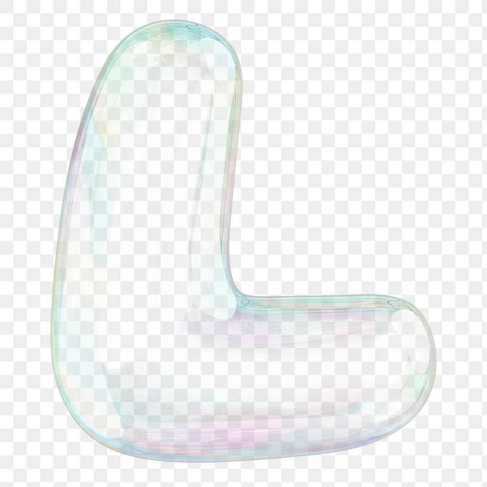 L png letter sticker, 3D transparent holographic bubble