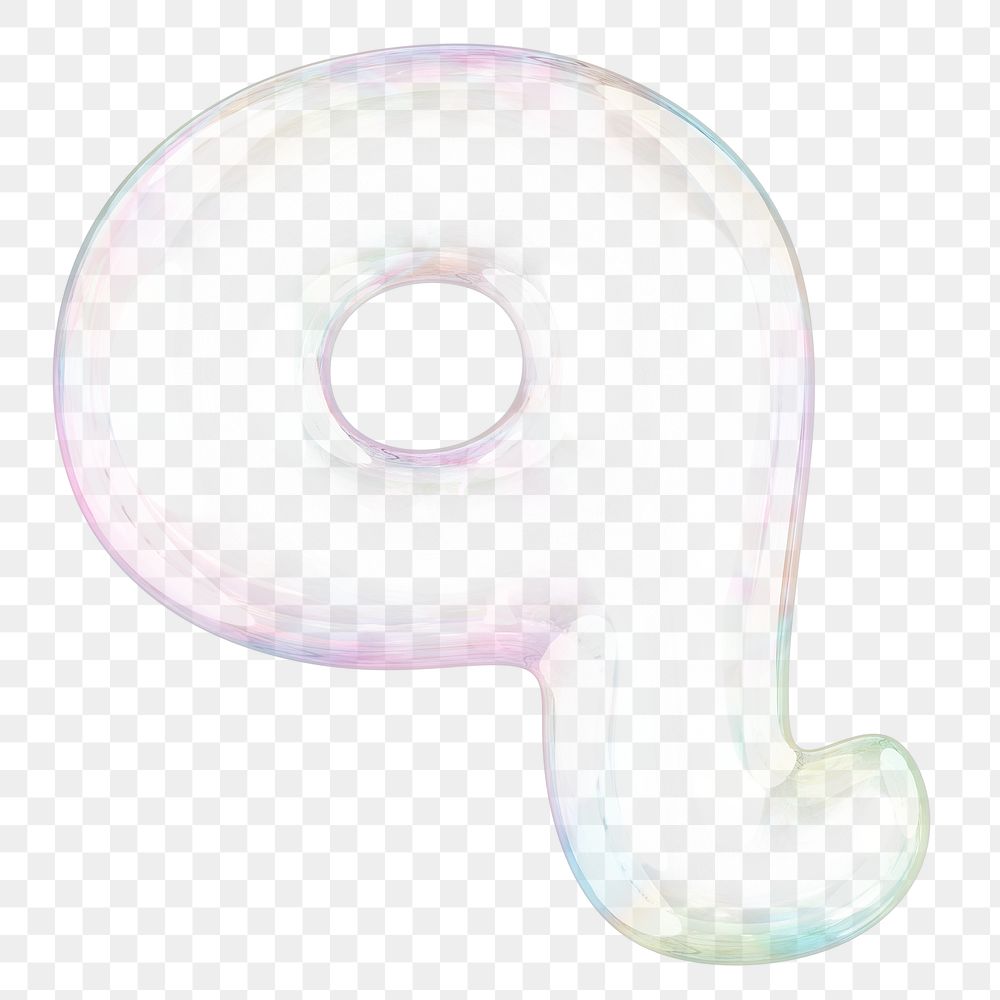 q png letter sticker, 3D transparent holographic bubble