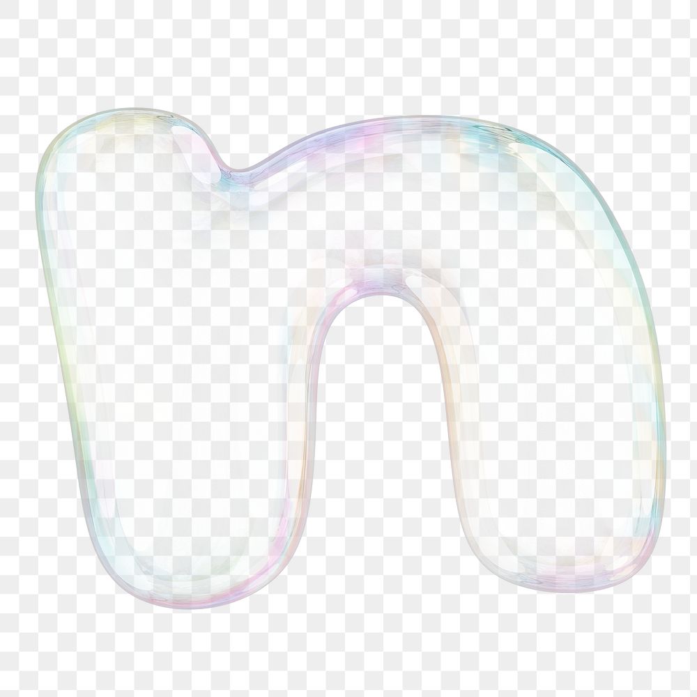 n png letter sticker, 3D transparent holographic bubble