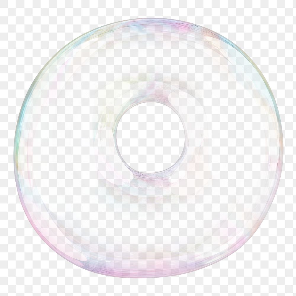 O png letter sticker, 3D transparent holographic bubble