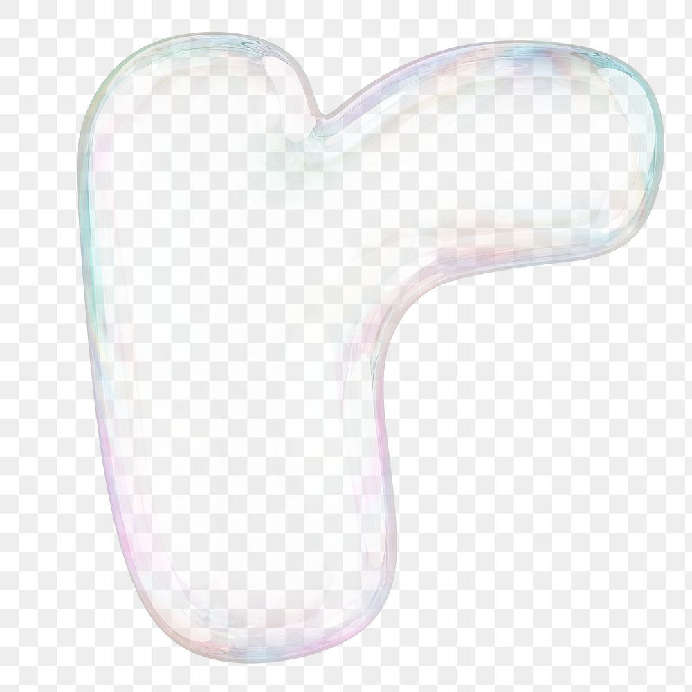 r png letter sticker, 3D transparent holographic bubble