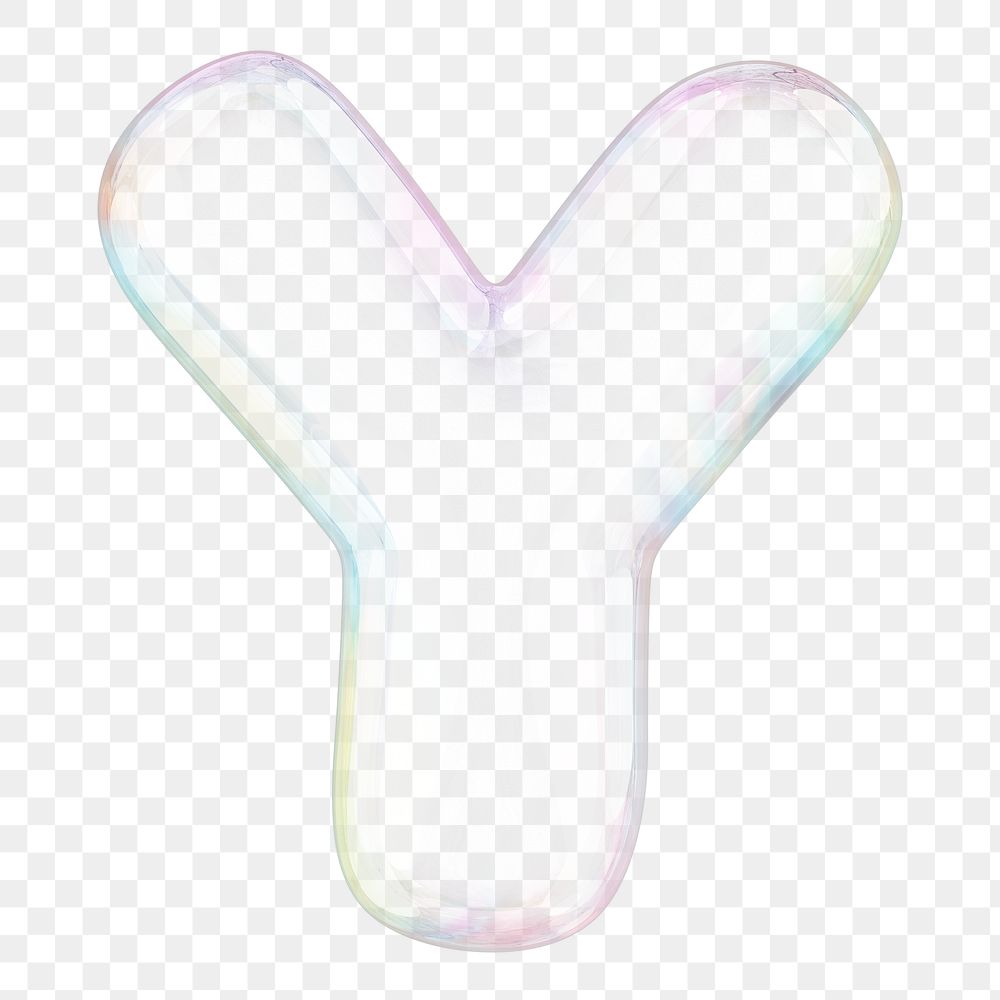 Y png letter sticker, 3D transparent holographic bubble