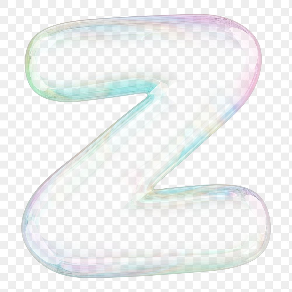 Z png letter sticker, 3D transparent holographic bubble