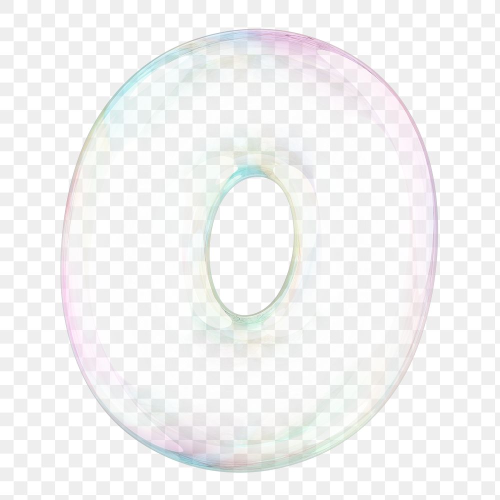 0 number png sticker, 3D transparent holographic bubble