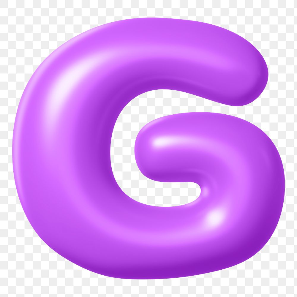 3D G png sticker, purple balloon English alphabet, transparent background