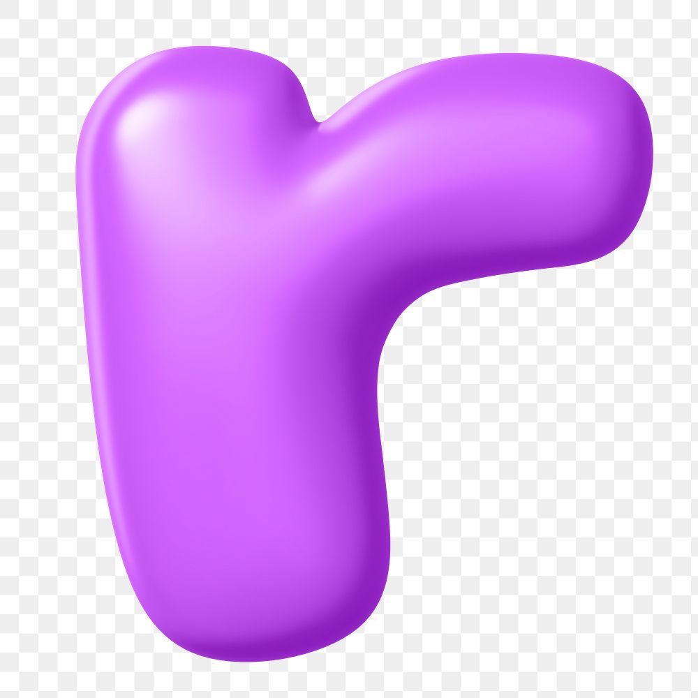 3D r png sticker, purple balloon English alphabet, transparent background