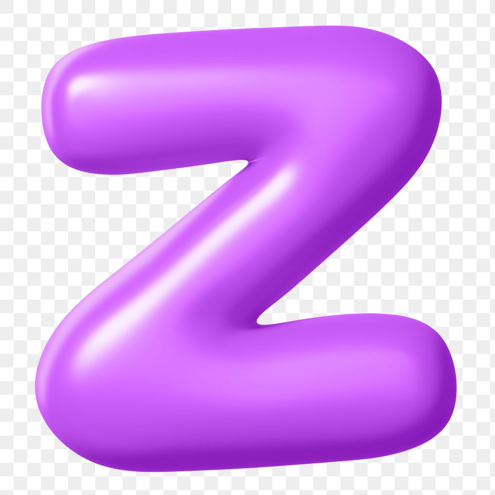 3D Z png sticker, purple balloon English alphabet, transparent background