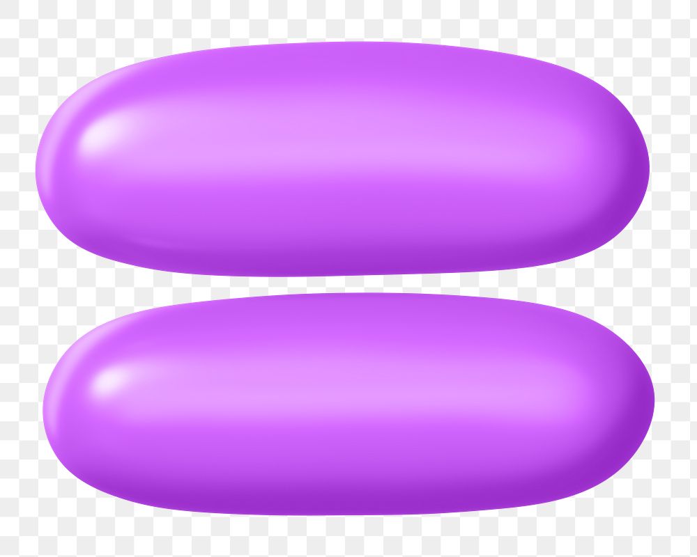 3D Equals sign png symbol sticker, purple balloon texture, transparent background