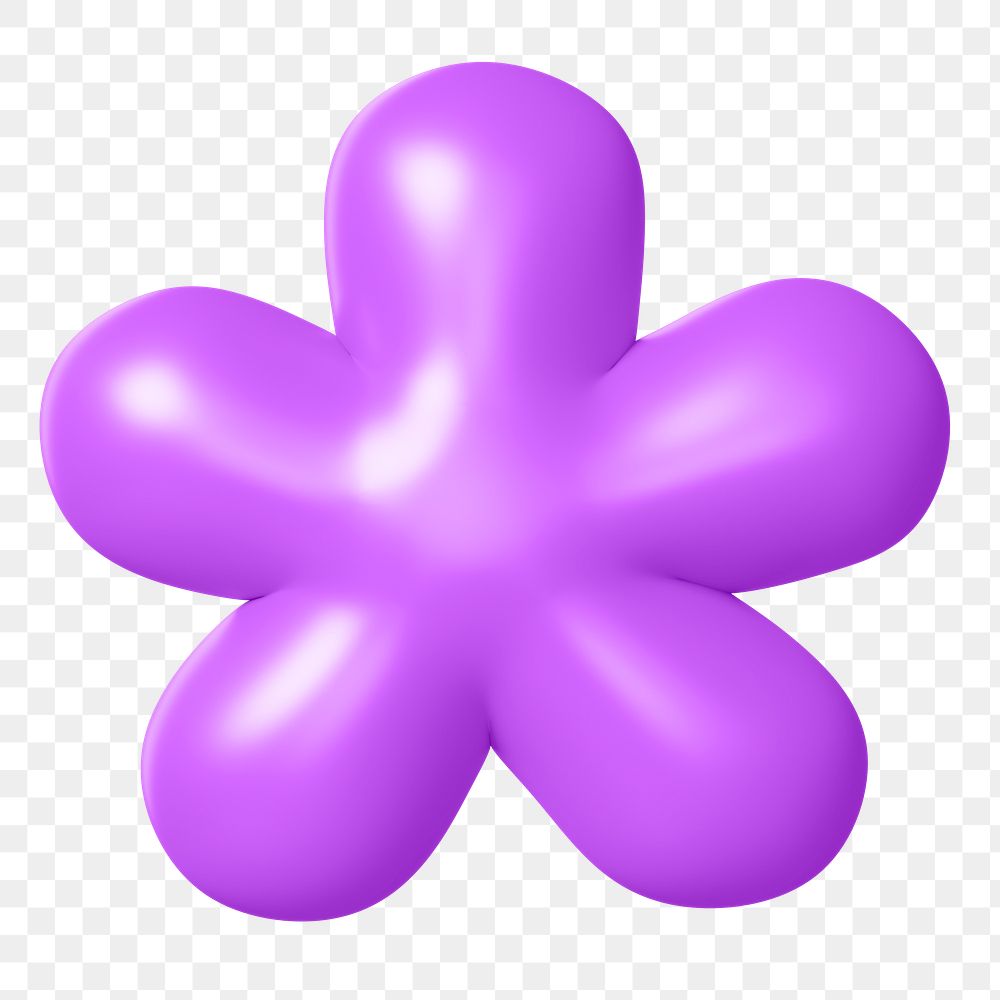 3D Asterisk png symbol sticker, purple balloon texture, transparent background