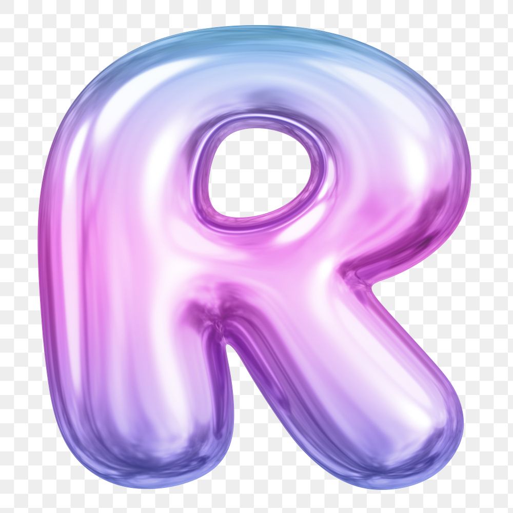 R letter png sticker, pink 3D gradient balloon English alphabet, transparent background