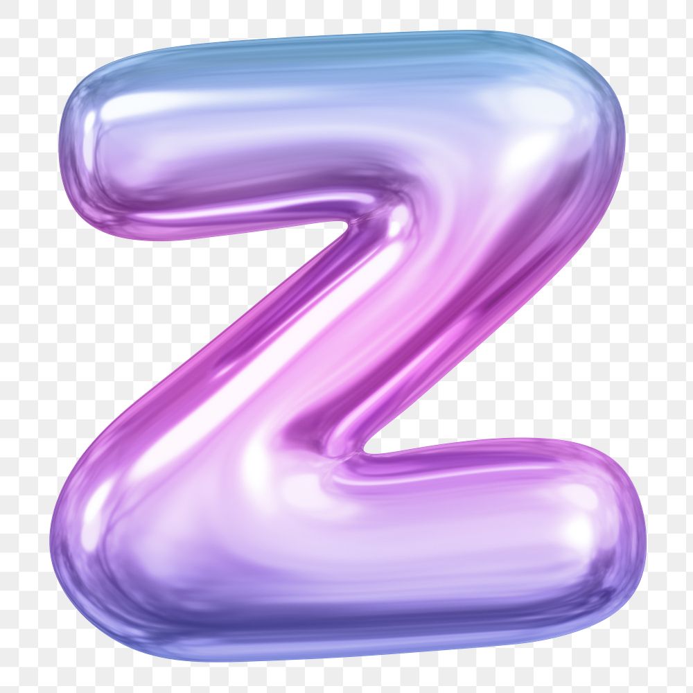 Z letter png sticker, pink 3D gradient balloon English alphabet, transparent background