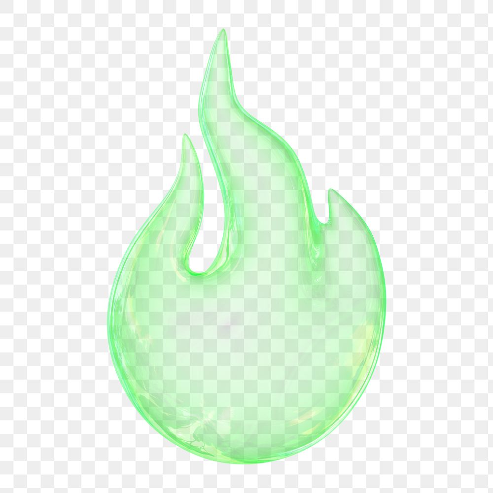 Green flam png icon  sticker, transparent background