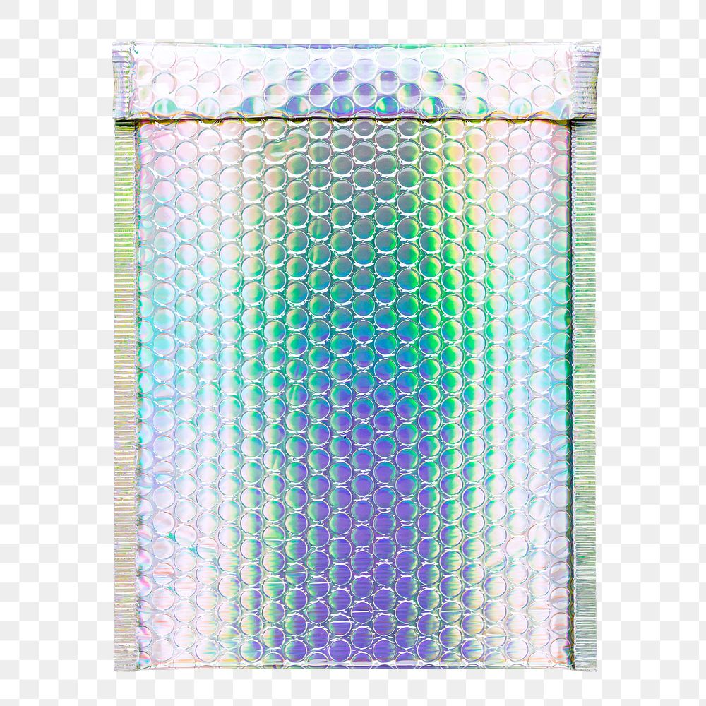 Holographic packaging png bubble mailer sticker, transparent background