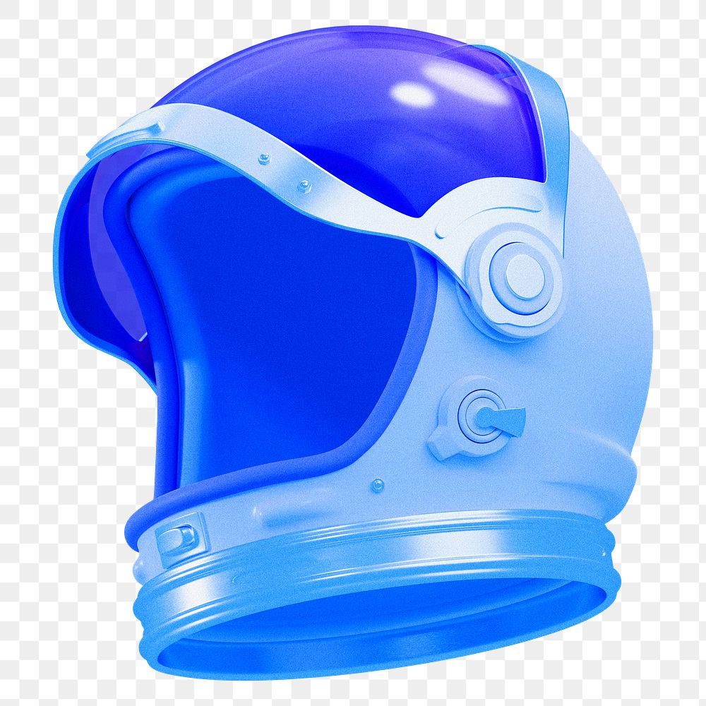 Png blue astronaut helmet sticker, transparent background