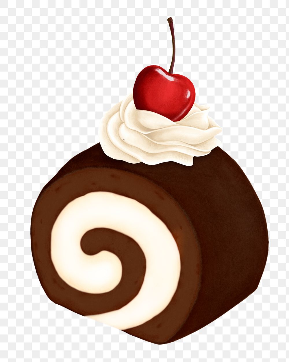 Chocolate roll cake png sticker, transparent background