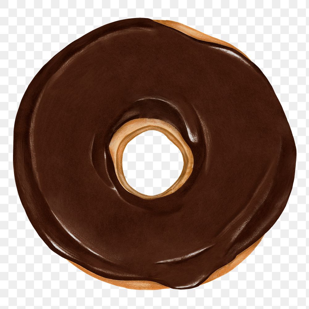 Chocolate donut png sticker, transparent background