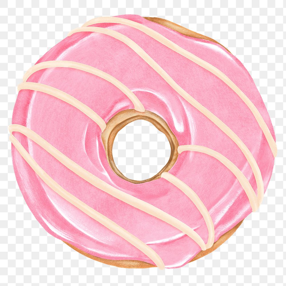 Strawberry donut png sticker, transparent background