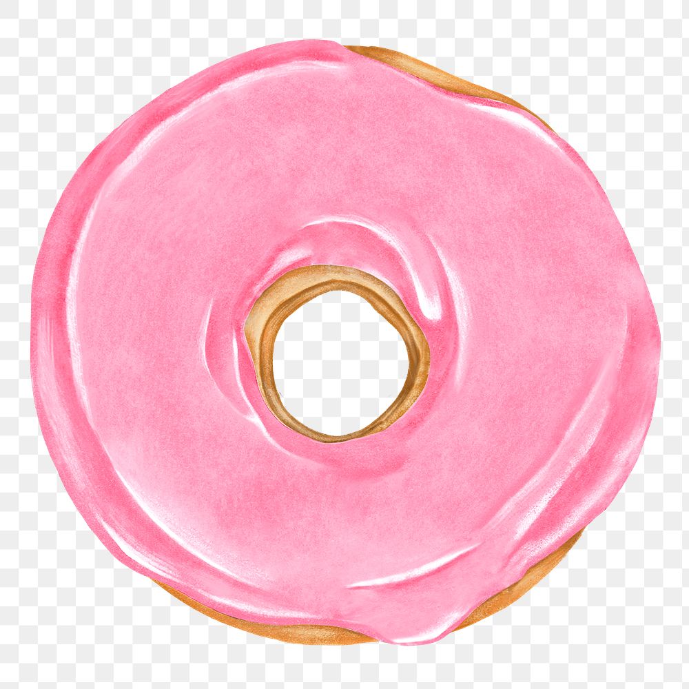 Strawberry donut png sticker, transparent background