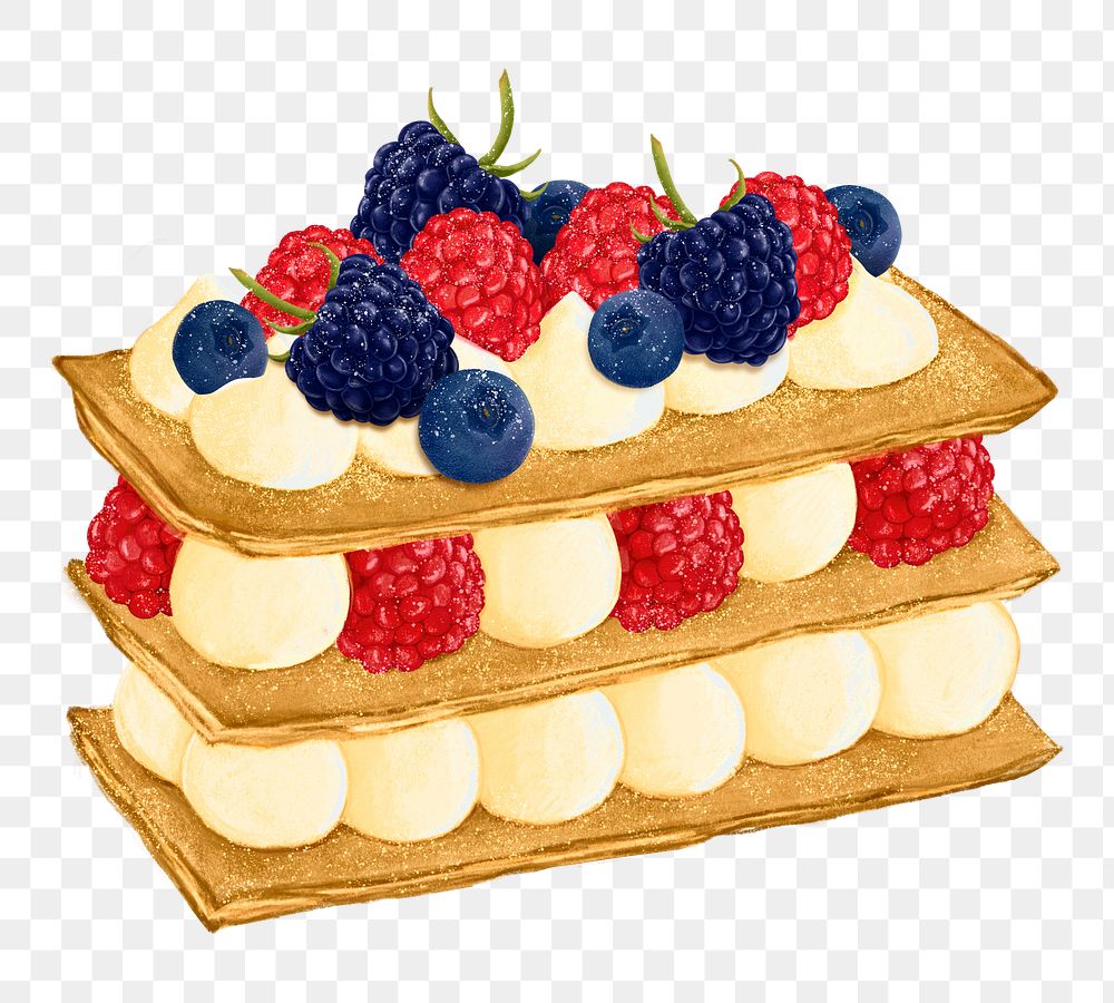 Mille-feuille png sticker, French pastry, transparent background