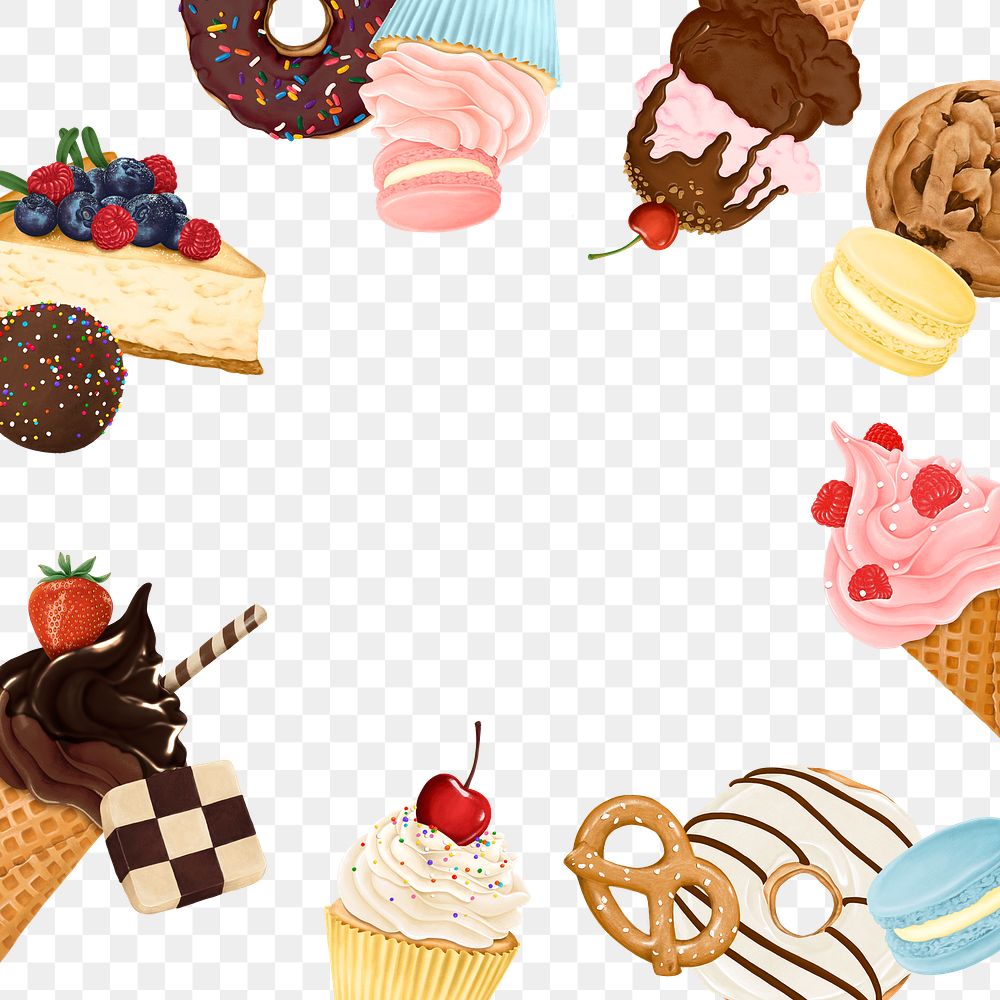 Aesthetic desserts png frame, transparent background