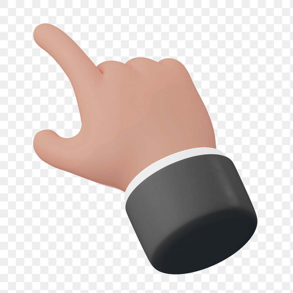 3D businessman's png hand pointing finger illustration, transparent background