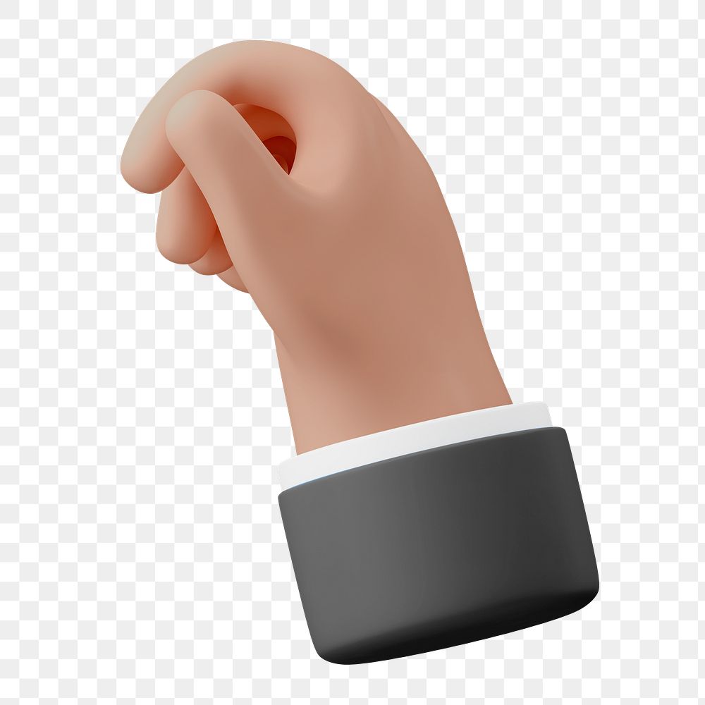 3D businessman's png hand holding object illustration, transparent background