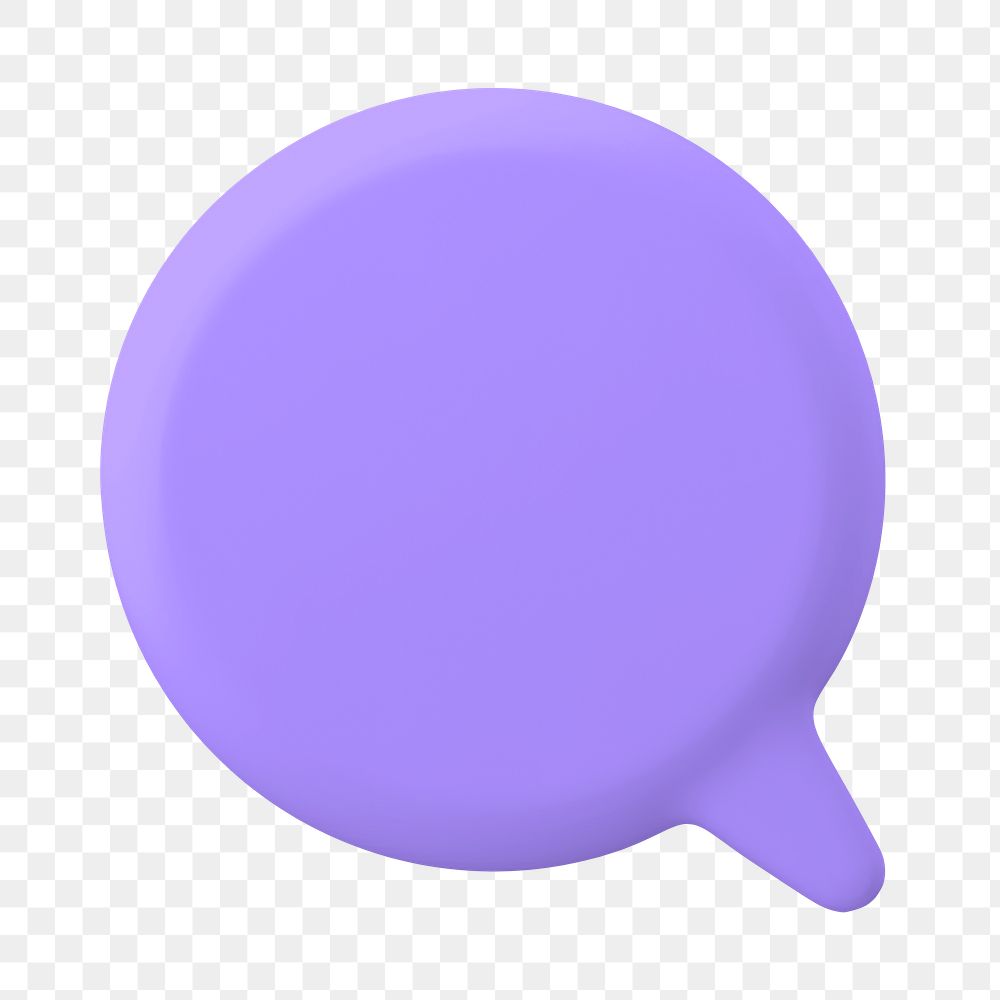 Purple speech bubble png sticker, 3D rendering shape, transparent background