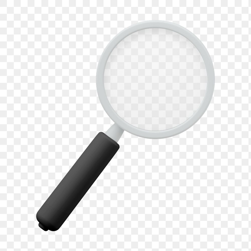 3D magnifying glass png sticker, SEO graphic, transparent background