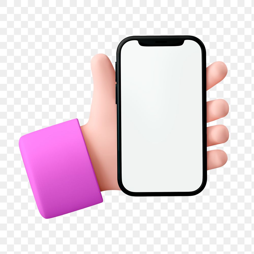 PNG hand cellphone, 3d elements, transparent background