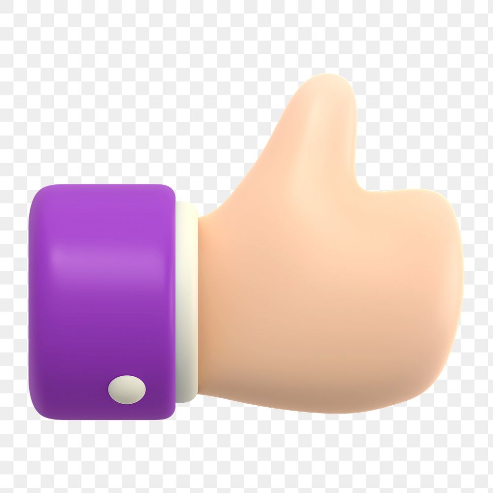 Thumbs up png 3D sticker, transparent background