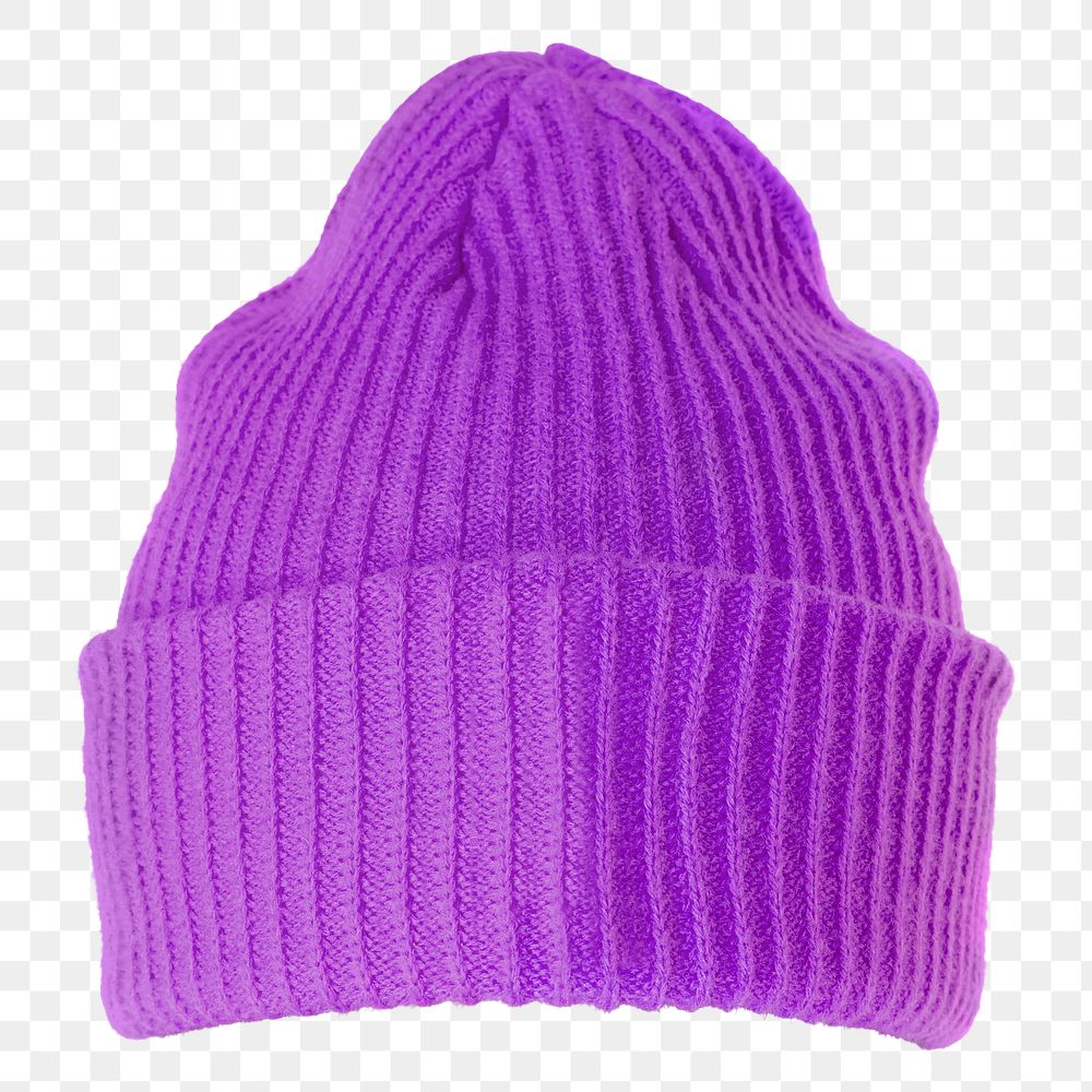Png purple beanie hat isolated sticker, transparent background