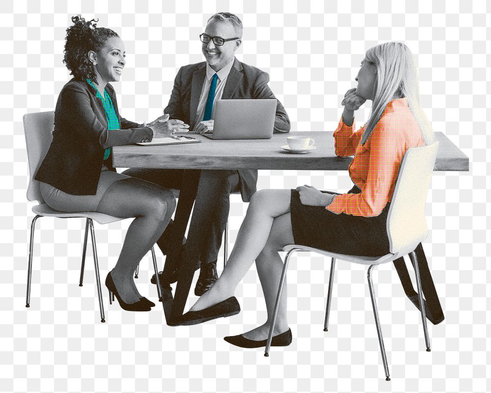 Business colleagues meeting png sticker, transparent background