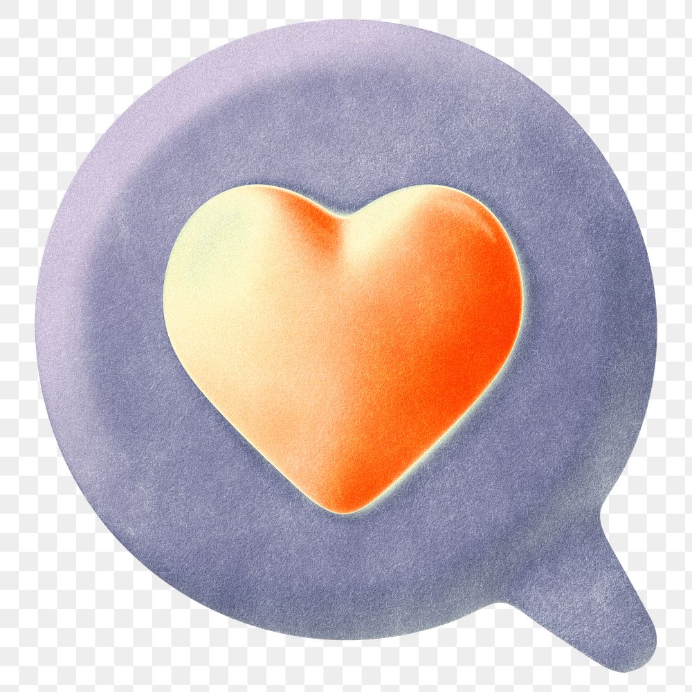 Heart speech bubble png sticker, transparent background