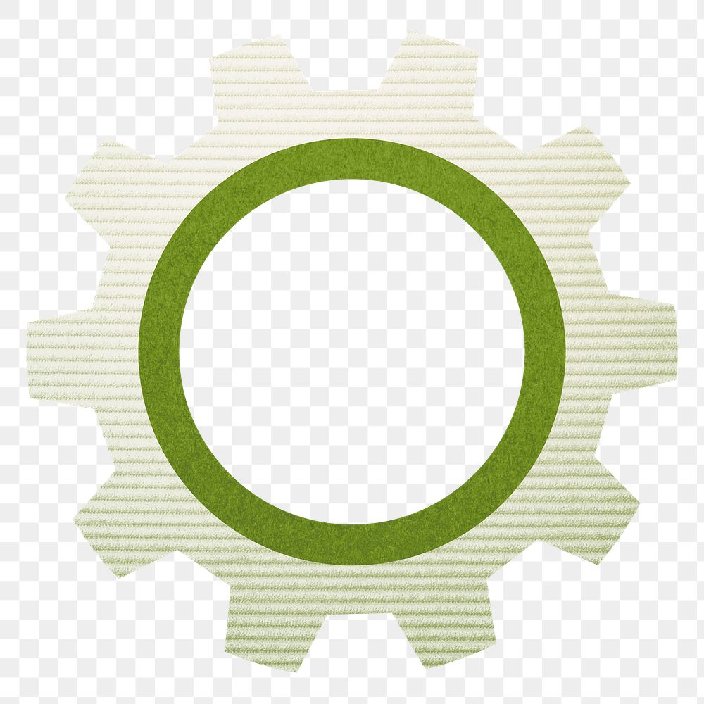 Green cogwheel png business sticker, transparent background 