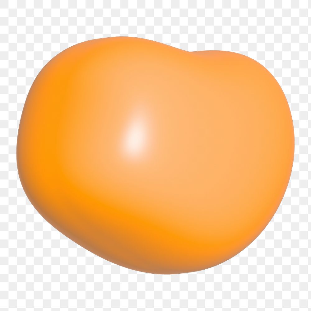 3D orange blob png, transparent background