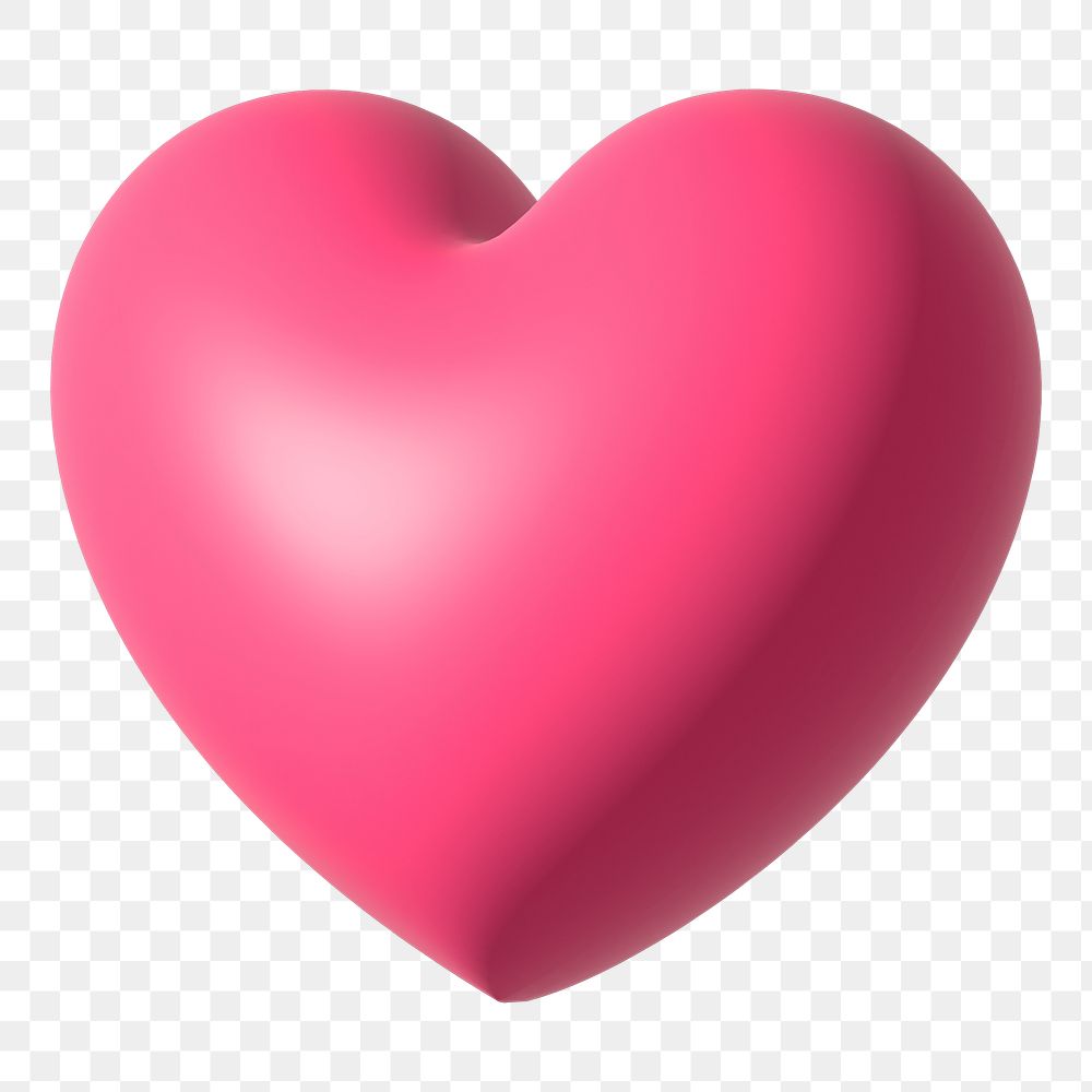 Png pink 3D heart illustration, transparent background