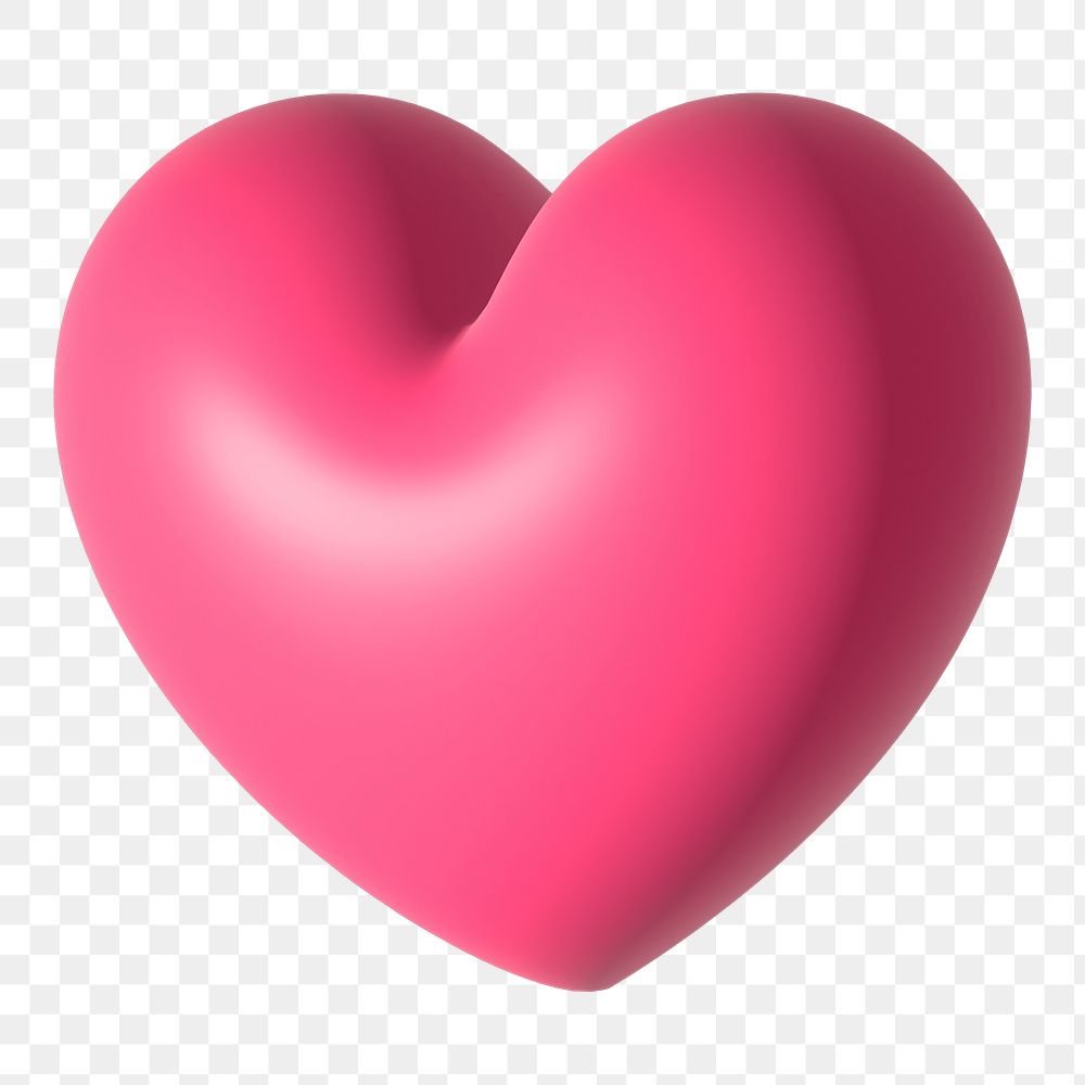 Png pink 3D heart illustration , transparent background