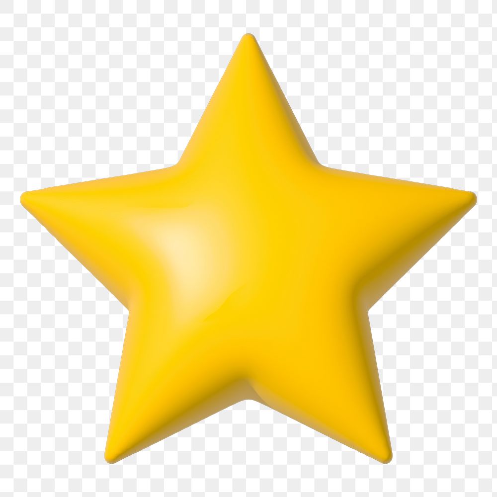 Png yellow star 3D illustration, transparent background